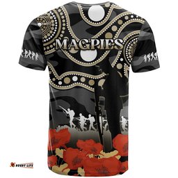 collingwood football anzac 2023 t shirt aboriginal mix poppy camouflage