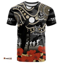 collingwood football anzac 2023 t shirt aboriginal mix poppy camouflage