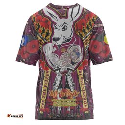 Amazing Aussie Australia Queensland Maroons Anzac Custom T-shirt - Remembrance Indigenous QLD With Poppy Flower T-shirt