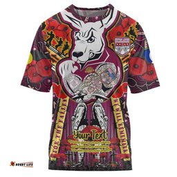 Amazing Aussie Australia Queensland Maroons Anzac Custom T-shirt - Remembrance Indigenous QLD With Poppy Flower T-shirt