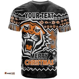 custom personalised wests tigers aboriginal christmas vibe black version t shirt