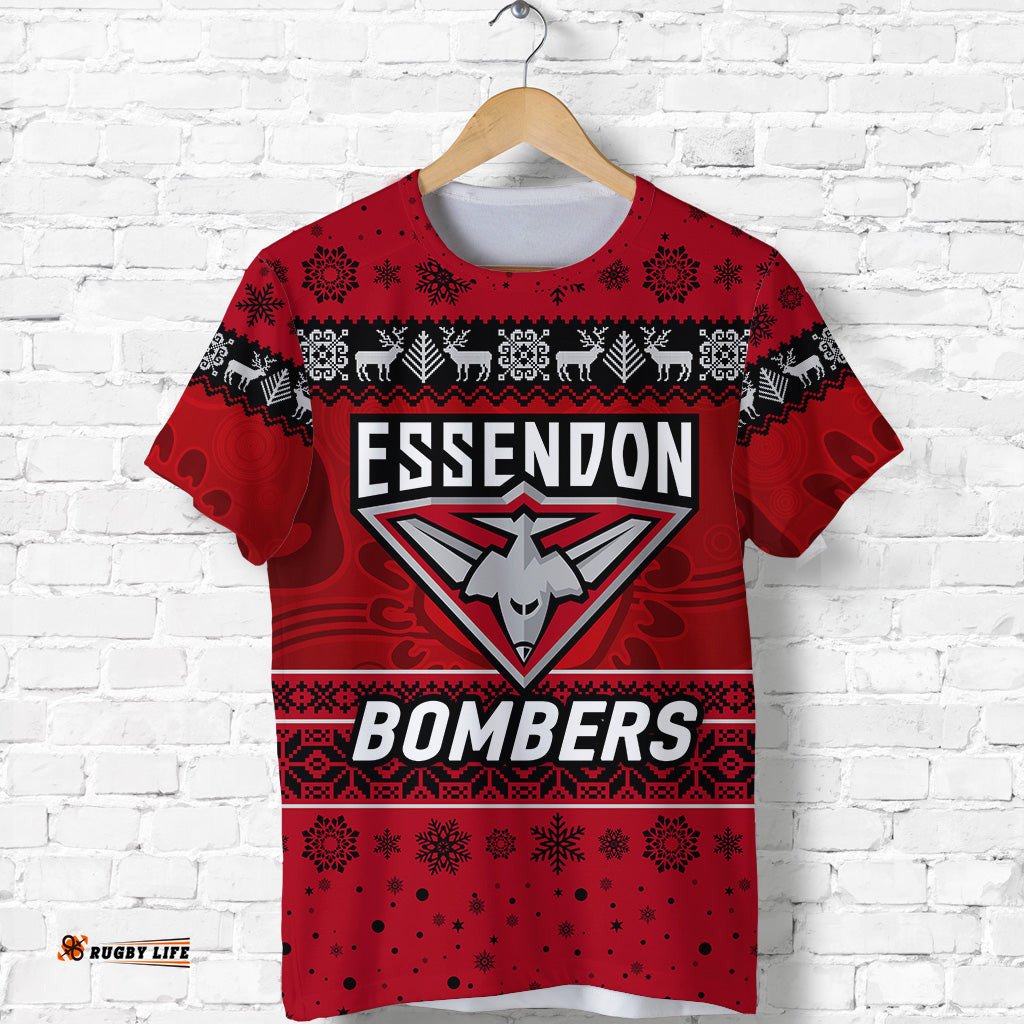 essendon bombers t shirt christmas simple style red