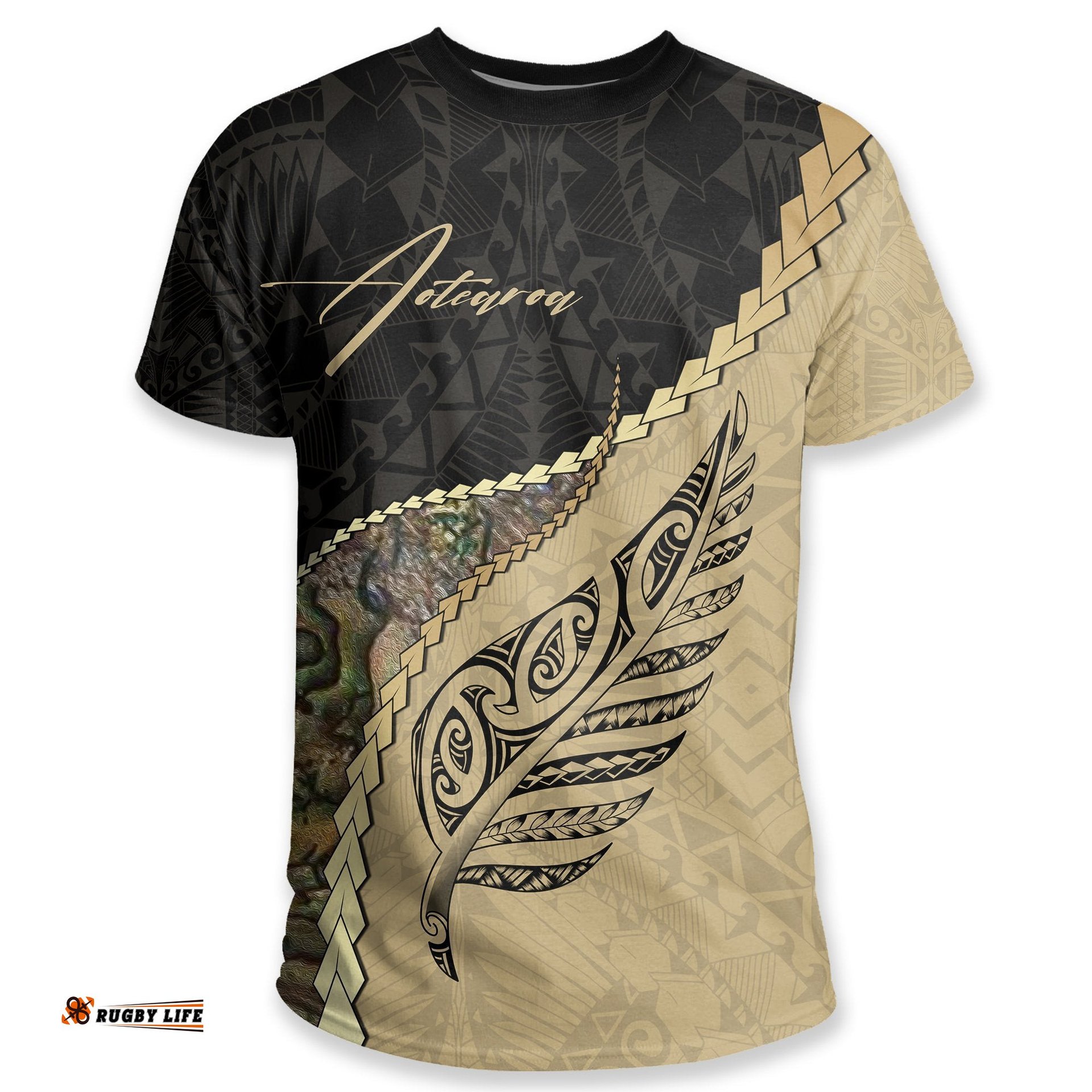 maori silver fern t shirt paua shell shirt signatrue