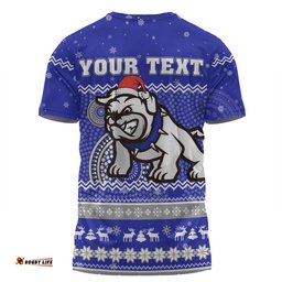 Amazing Aussie Canterbury-Bankstown Bulldogs Christmas Custom T-Shirt - Ugly Xmas And Aboriginal Patterns For Die Hard Fan T-Shirt