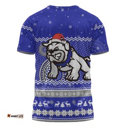 Amazing Aussie Canterbury-Bankstown Bulldogs Christmas Custom T-Shirt - Ugly Xmas And Aboriginal Patterns For Die Hard Fan T-Shirt