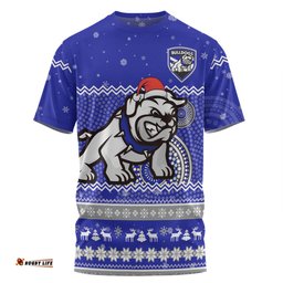 Amazing Aussie Canterbury-Bankstown Bulldogs Christmas Custom T-Shirt - Ugly Xmas And Aboriginal Patterns For Die Hard Fan T-Shirt