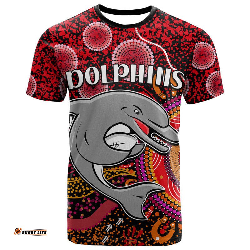 custom personalised dolphins rugby t shirt aboriginal dots