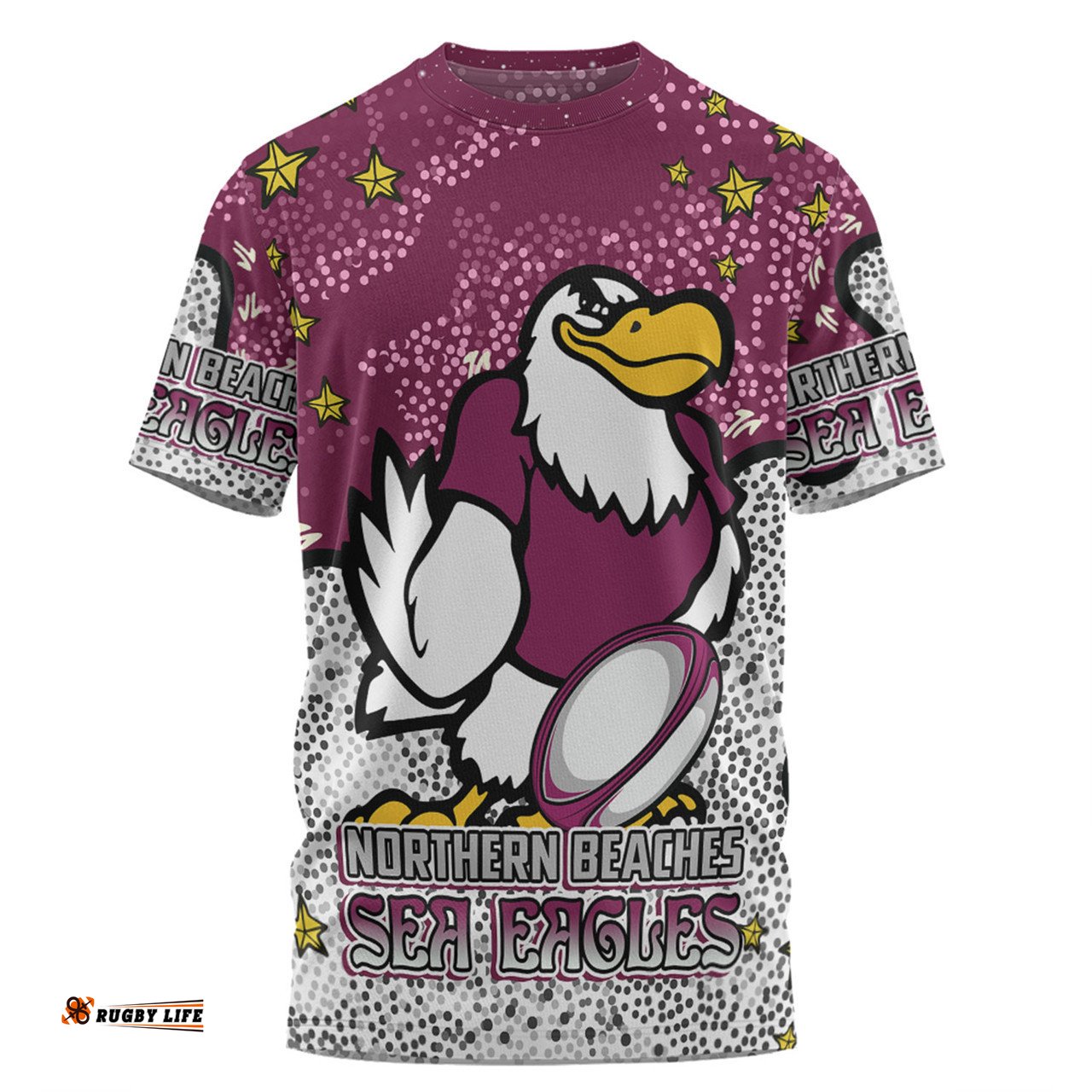 Amazing Aussie Manly Warringah Sea Eagles T-shirt - Team With Dot And Star Patterns For Tough Fan T-shirt