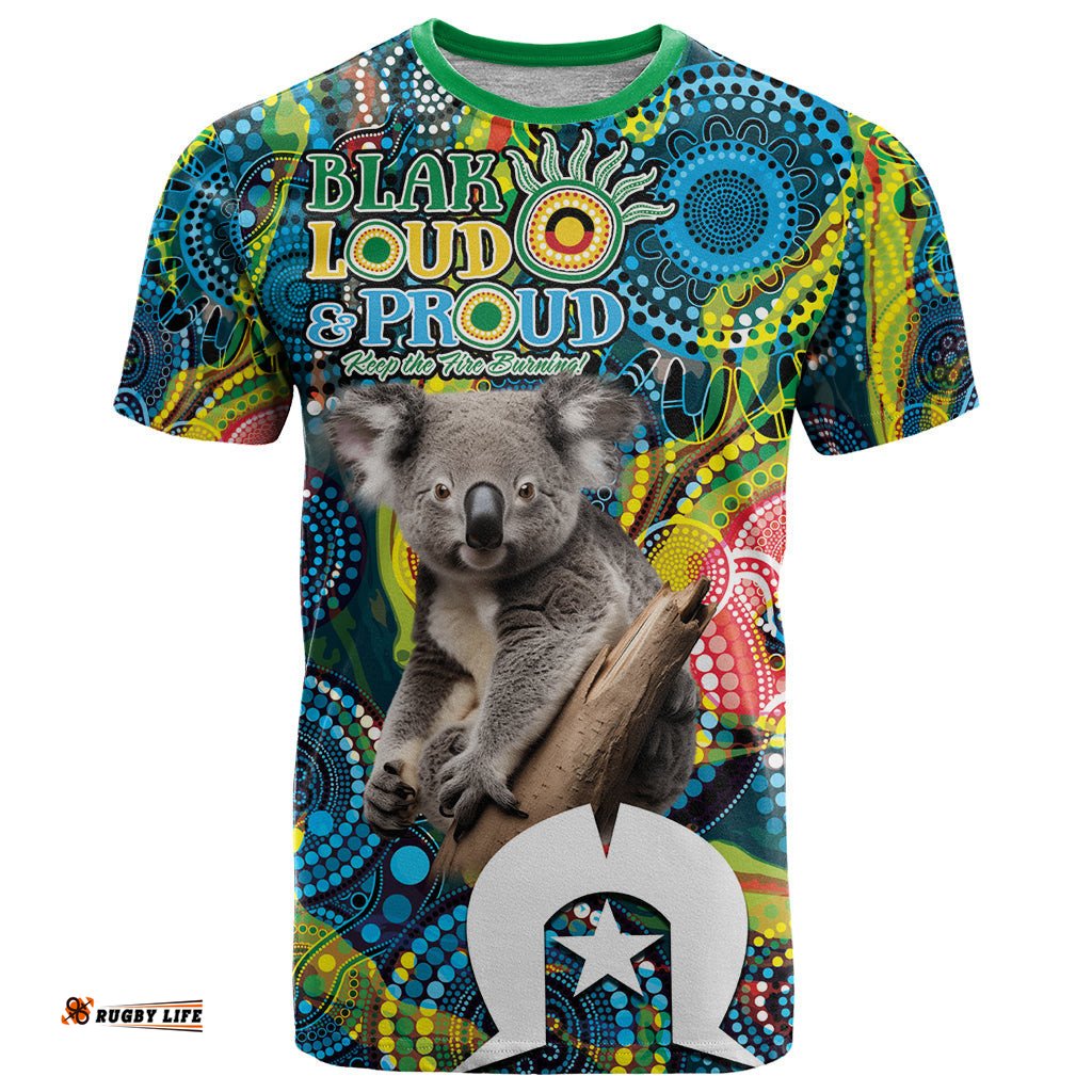 personalised vivid minimal koala t shirt naidoc 2024 aboriginal art style no2