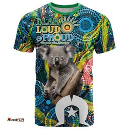 personalised vivid minimal koala t shirt naidoc 2024 aboriginal art style no2