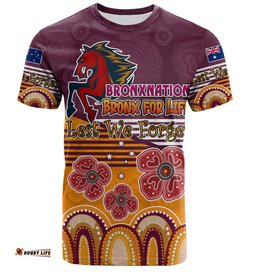 Amazing Aussie Brisbane Broncos Anzac Custom T-shirt - Anzac Day Bronxnation for Life T-shirt