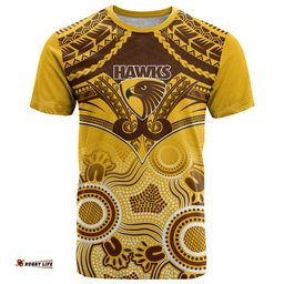 personalised hawthorn football t shirt hawks aboriginal mix polynesian pattern