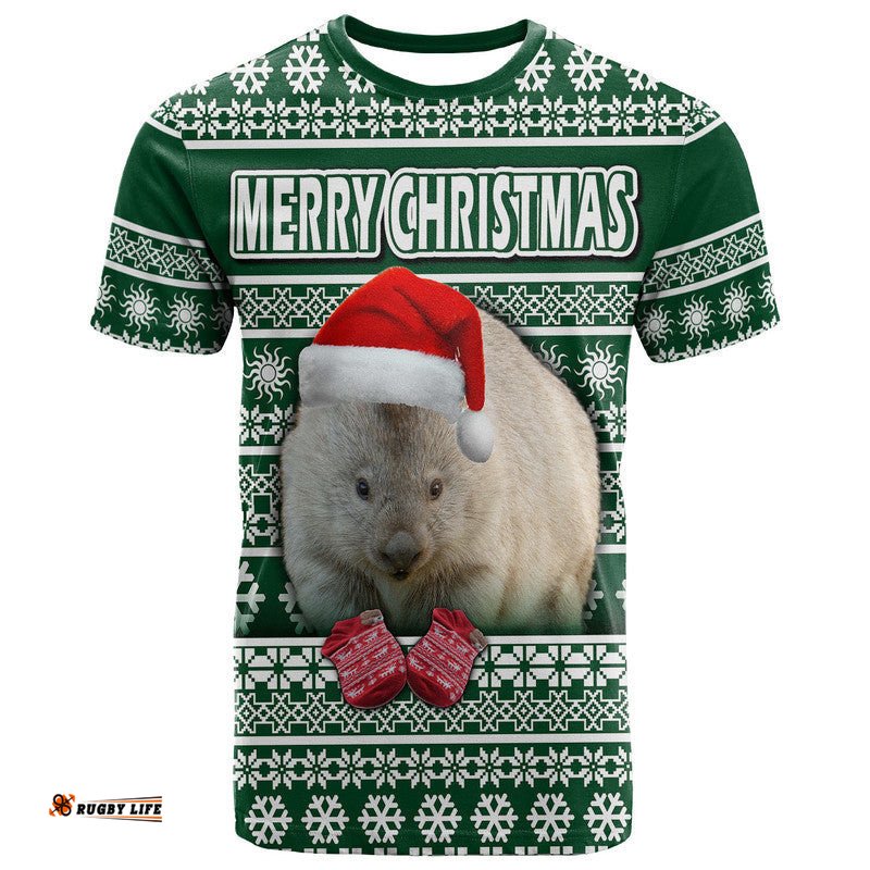 custom personalised australian wombat christmas vibe with aboriginal dot painting style t shirt