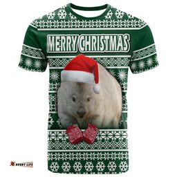 custom personalised australian wombat christmas vibe with aboriginal dot painting style t shirt