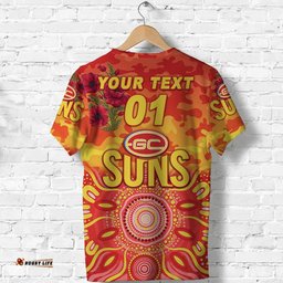 custom personalised gold coast suns anzac t shirt indigenous vibes