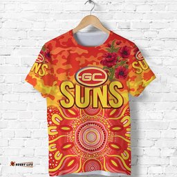custom personalised gold coast suns anzac t shirt indigenous vibes