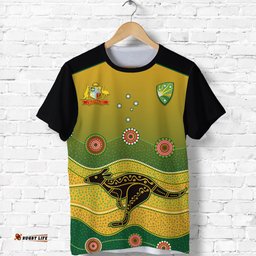 custom personalised cricket australia t shirt indigenous kangaroo custom text and number