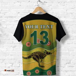custom personalised cricket australia t shirt indigenous kangaroo custom text and number