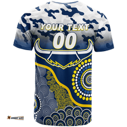 custom personalised cowboys rugby anzac day camouflage indigenous art t shirt