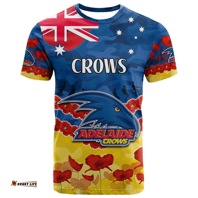 custom personalised adelaide crows football anzac t shirt lest we forget