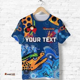 custom personalised parramatta t shirt eels indigenous naidoc heal country! heal our nation blue