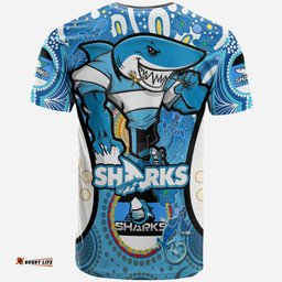 sharks rugby t shirt custom sharkies mascot with aboriginal art personalised player and number t shirt rlt14