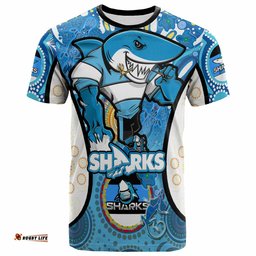 sharks rugby t shirt custom sharkies mascot with aboriginal art personalised player and number t shirt rlt14