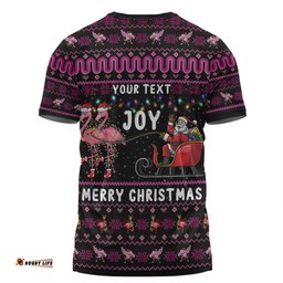 Amazing Aussie Australia Christmas Custom T-shirt - Aussie Christmas Pink Flamingo Santa Sleigh T-shirt