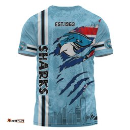 Amazing Aussie Cronulla-Sutherland Sharks T-Shirt - Happy Australia Day Flag Scratch Style