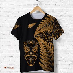 custom personalised new zealand haka rugby maori t shirt silver fern vibes gold
