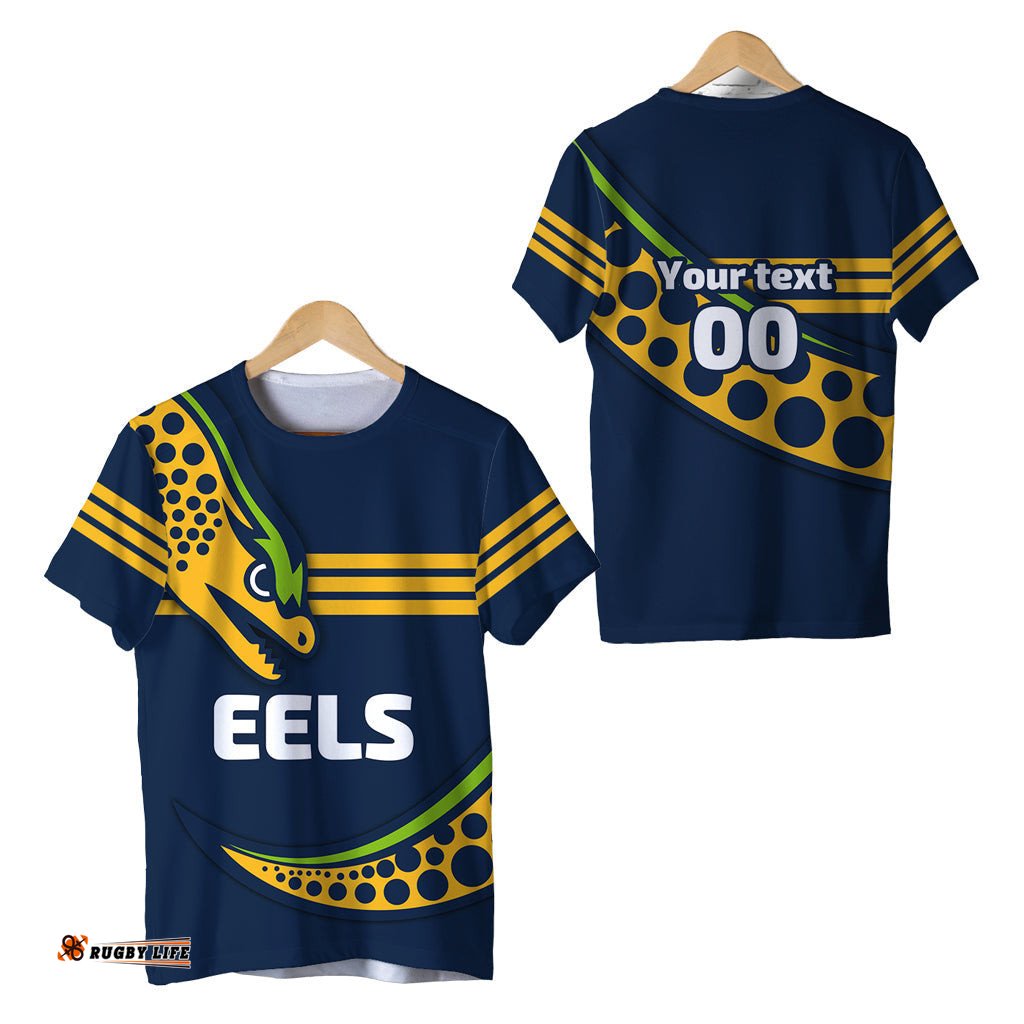 custom personalised eels rugby t shirt line art sport style