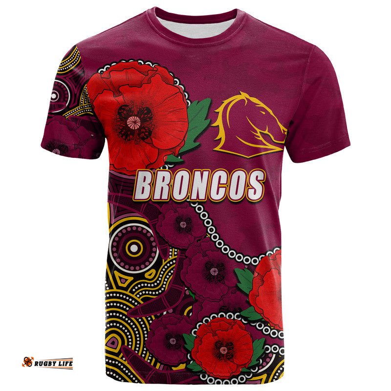 custom personalised anzac day nrl broncos army mix aboriginal t shirt