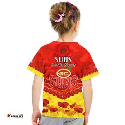 suns football anzac t shirt lest we forget