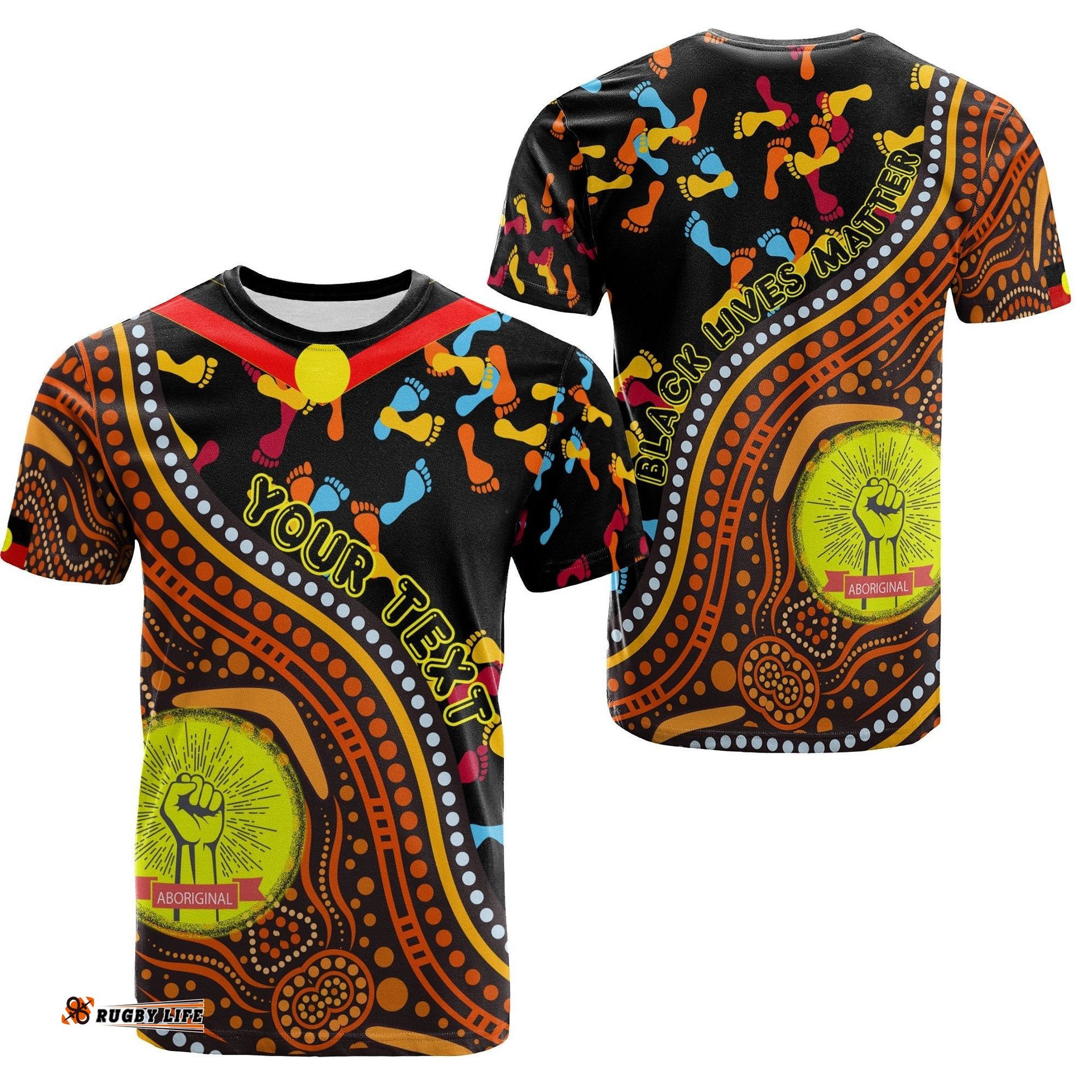 custom text tshirt aboriginal style flag black live matter