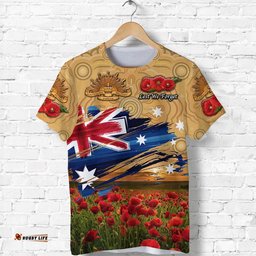 custom personalised australia aboriginal anzac t shirt poppy vibes gold
