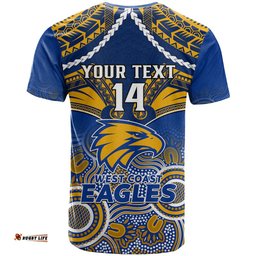 personalised west coast football t shirt eagles aboriginal mix polynesian pattern