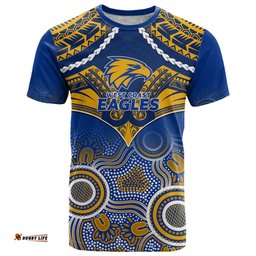 personalised west coast football t shirt eagles aboriginal mix polynesian pattern
