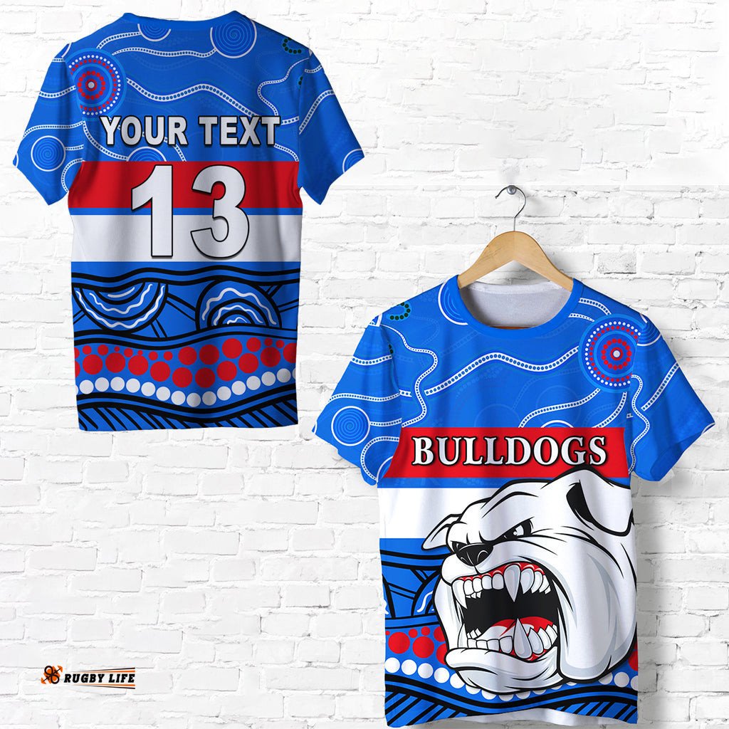 custom personalised bulldogs indigenous t shirt western football custom text and number