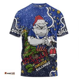 Amazing Aussie Canterbury-Bankstown Bulldogs Christmas Custom T-Shirt - Let's Get Lit Chrisse Pressie T-Shirt