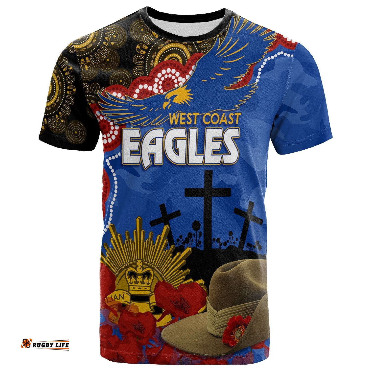 eagles football anzac 2023 t shirt aboriginal mix slouch hat