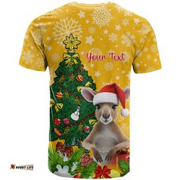 personalised wallabies rugby christmas t shirt merry xmas with australian kangaroo