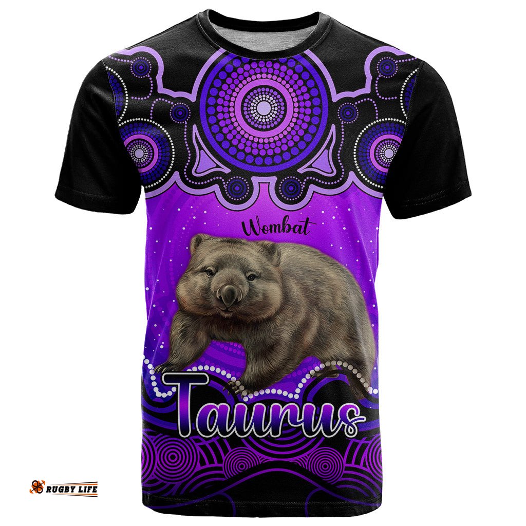 personalised australia taurus wombat zodiac t shirt auz astrology aboriginal purple