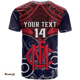 personalised melbourne football t shirt go demons aboriginal mix polynesian pattern