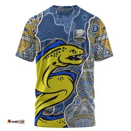 Amazing Aussie Parramatta Eels Grand Final Custom T-shirt - Custom Parramatta Eels With Contemporary Style Of Aboriginal Painting T-shirt