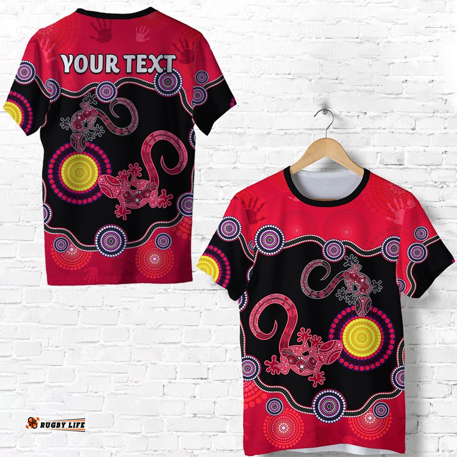 custom personalised aboriginal lizard t shirt attracted australia version red