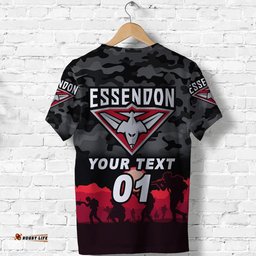 custom personalised essendon bombers anzac t shirt simple style black