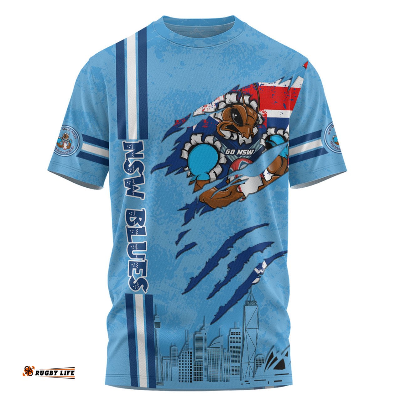 Amazing Aussie New South Wales Blues T-Shirt - Happy Australia Day Flag Scratch Style