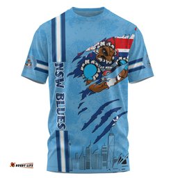 Amazing Aussie New South Wales Blues T-Shirt - Happy Australia Day Flag Scratch Style