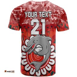 custom personalised dolphins rugby anzac t shirt camouflage poppy