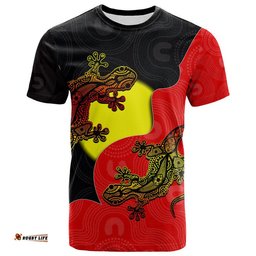 custom personalised aboriginal flag mix lizard t shirt